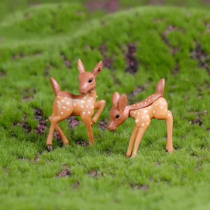 2PCS Artificial Mini Sika Deer Giraffe Fairy Garden Miniatures Gnomes Moss Terrariums Resin Crafts Figurines Home Decoration