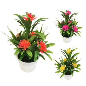 Artificial Potted Simulation Fake Lotus Yellow Red Orange Pink Purple Plants Flower Home Garden Table Decoration Room Ornaments