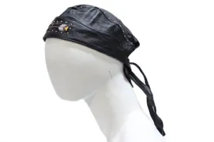 Biker Skull Cap with Beads and Studs, AC007-12-DL