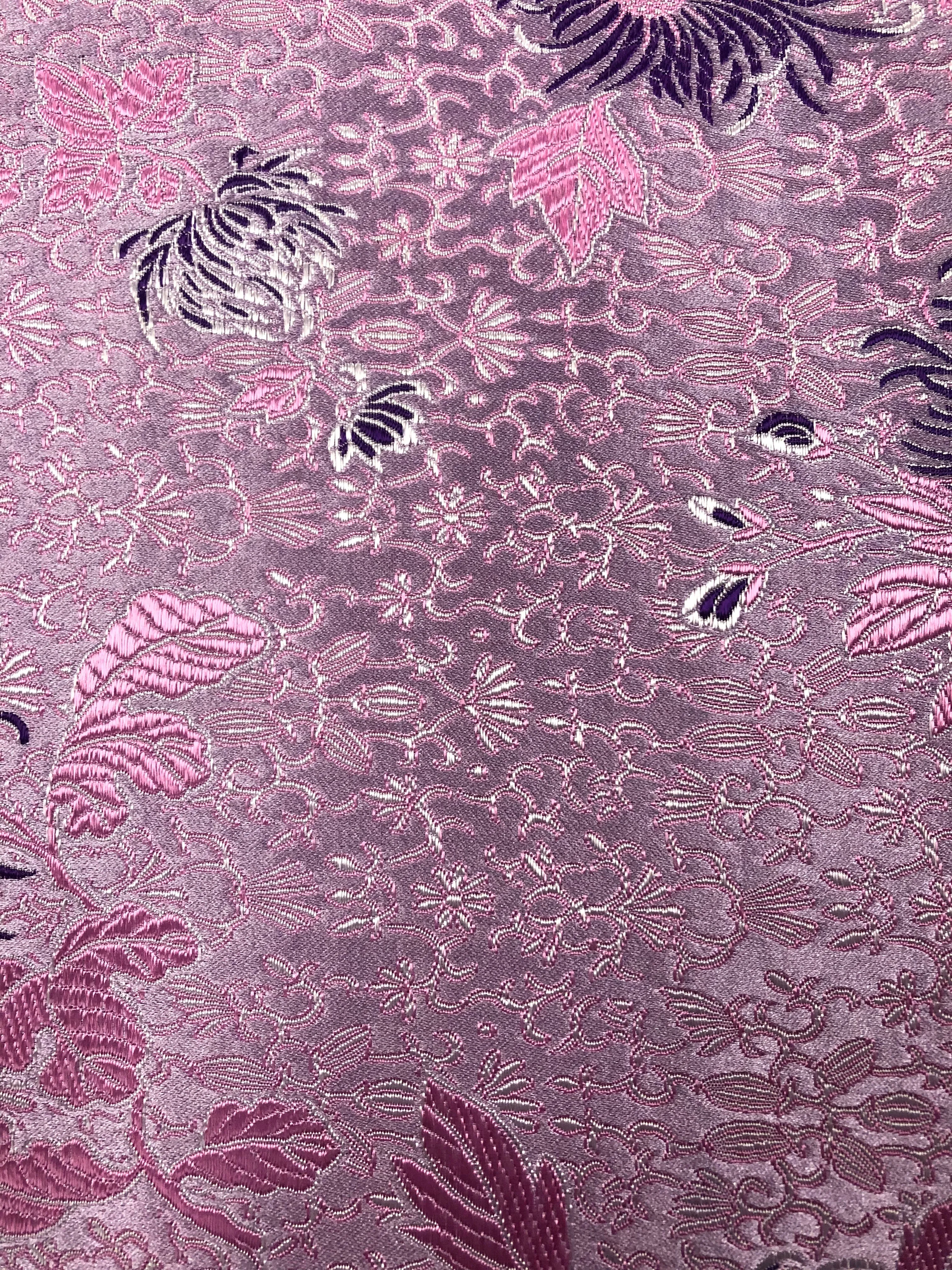 Brocade - 30-in Reversible Silk/Rayon Brocade Lavender and Pink