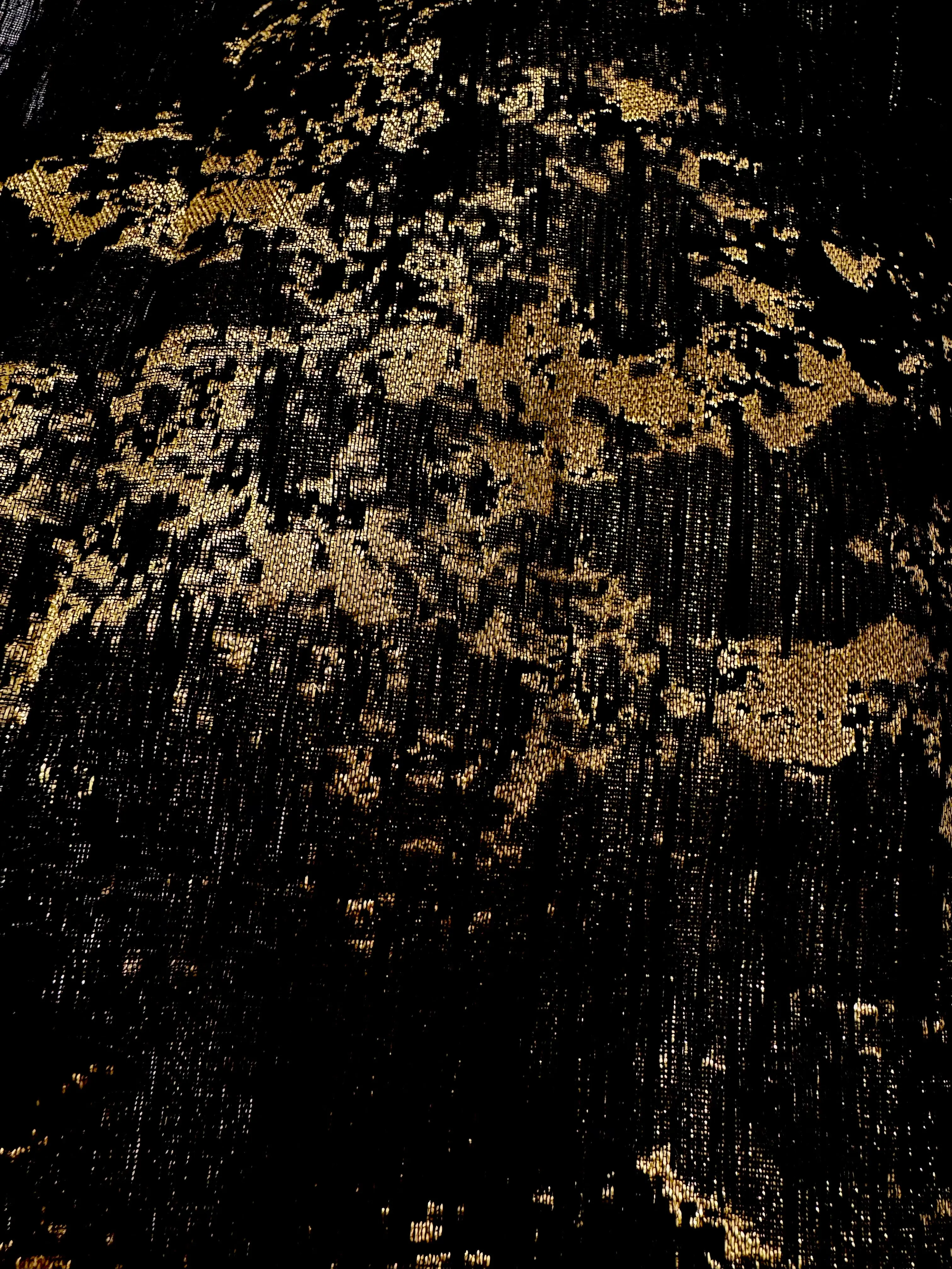 Brocade - 60-in Black with Pale Gold Metallic