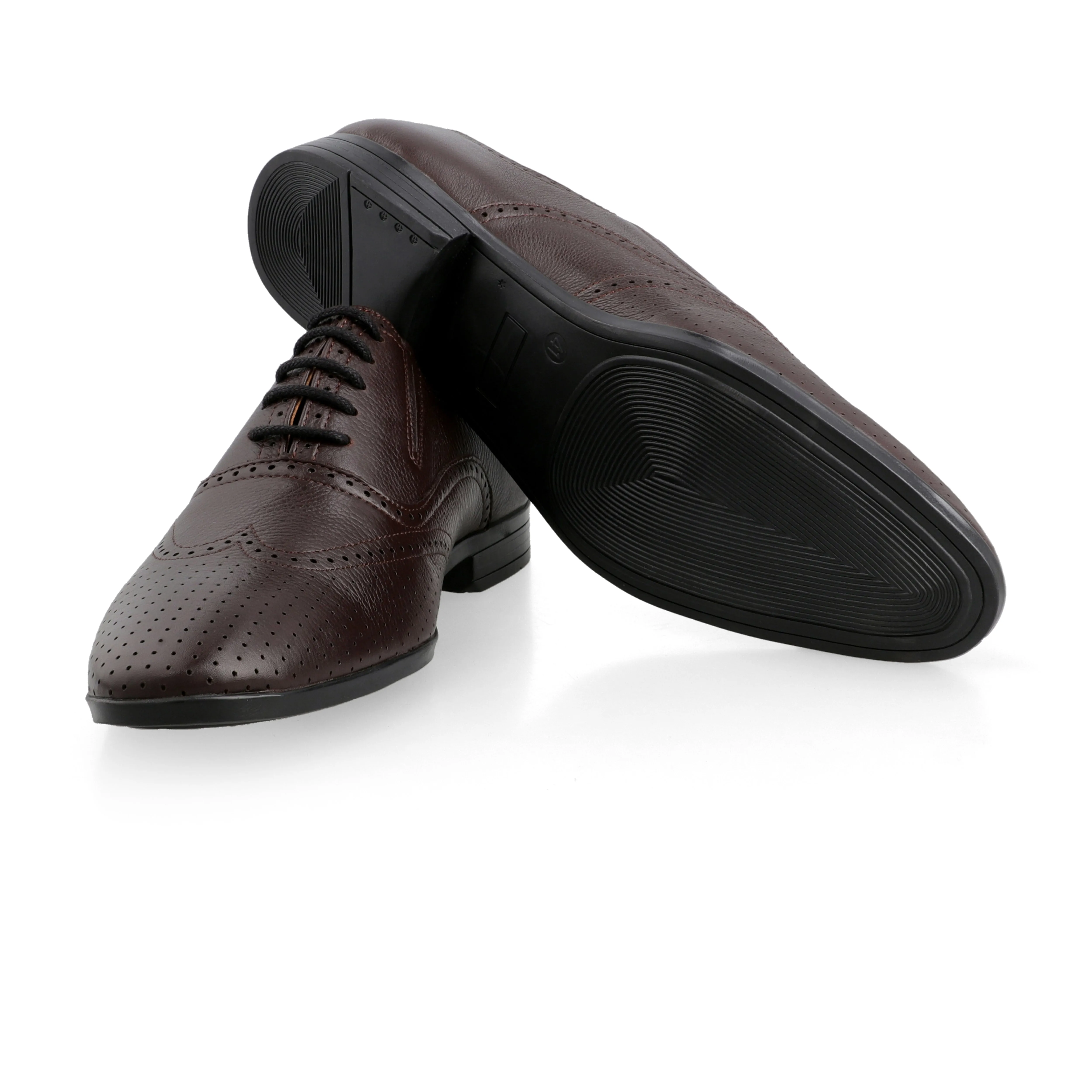 Brogue Dotted Oxfords-Brown