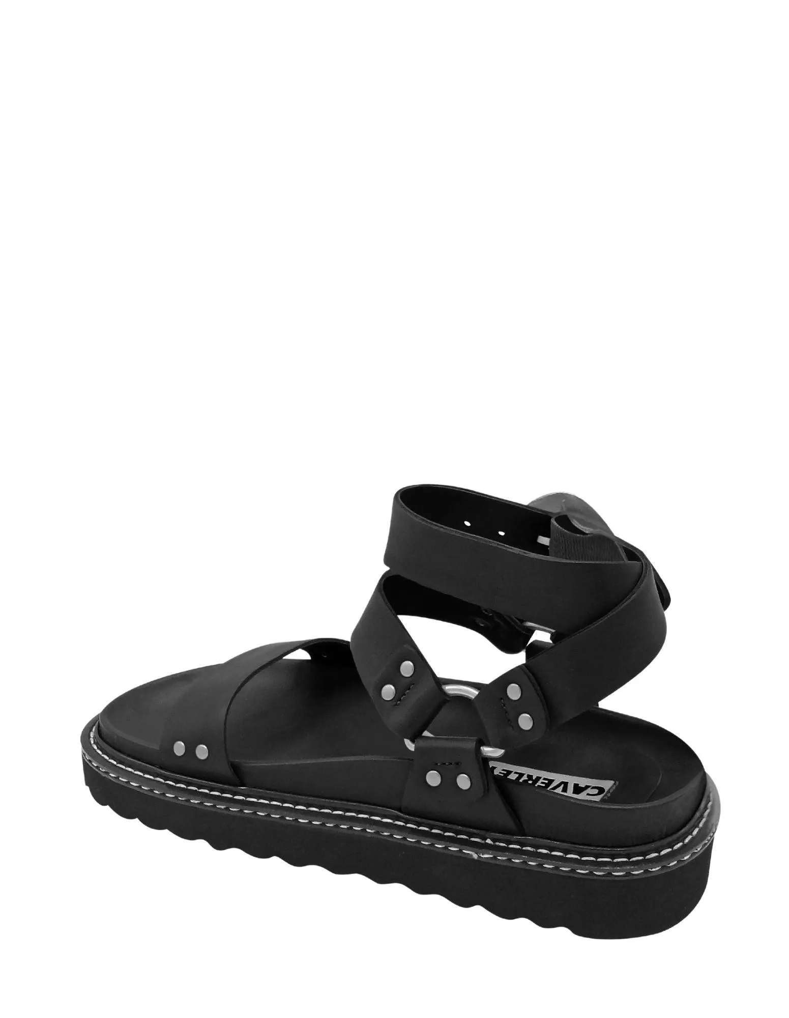 Caverley Burt Sandal in Black with White Welt