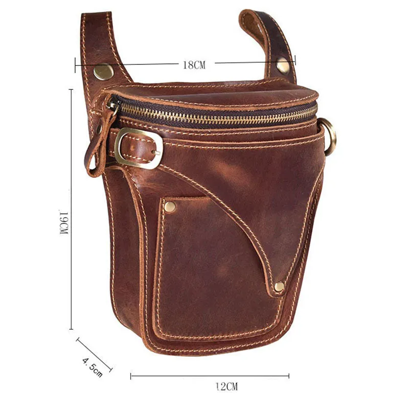 Crazy Horse Leather motorcycle Bag For Men