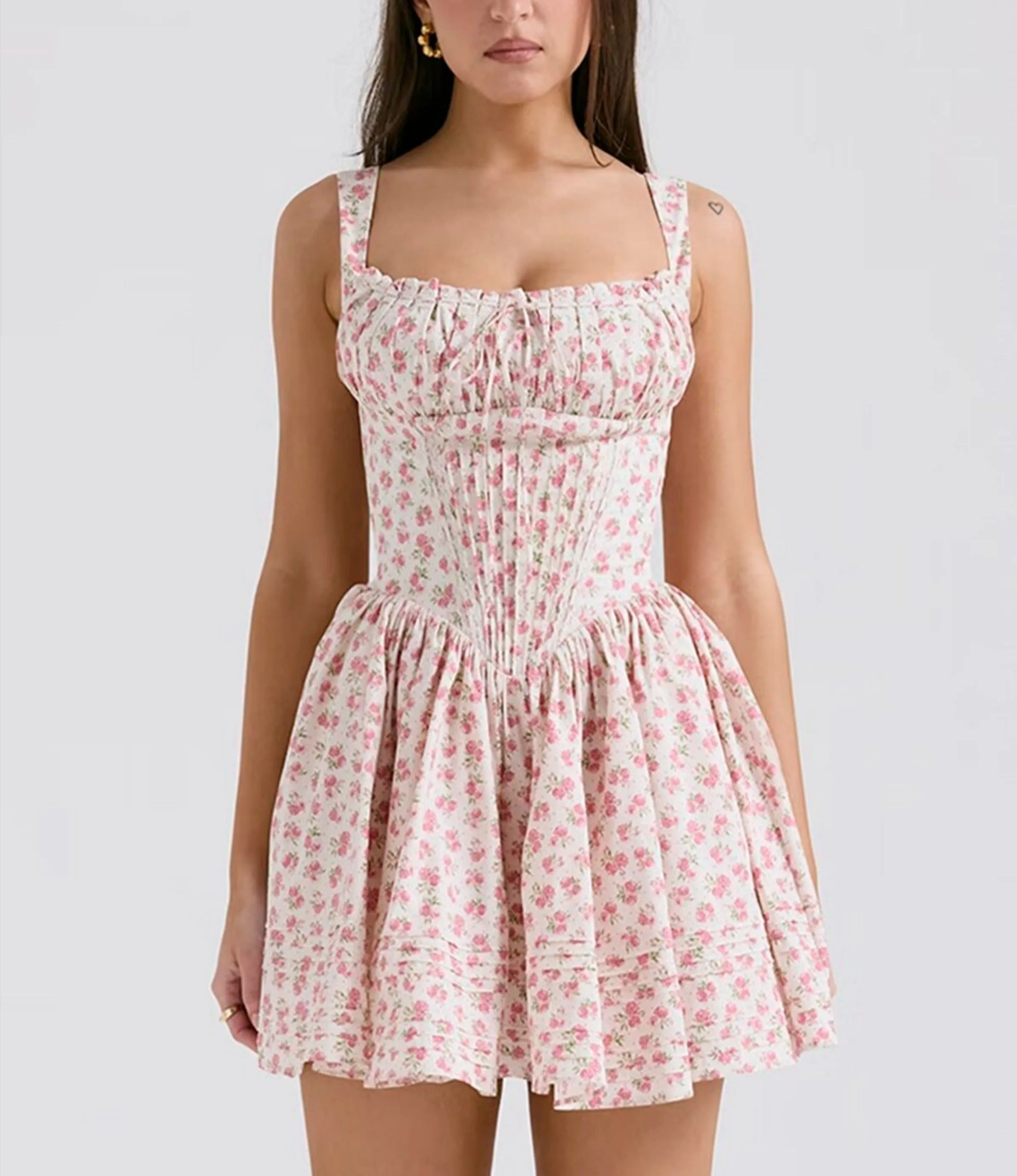 Dunya Floral Mini Dress in Pink