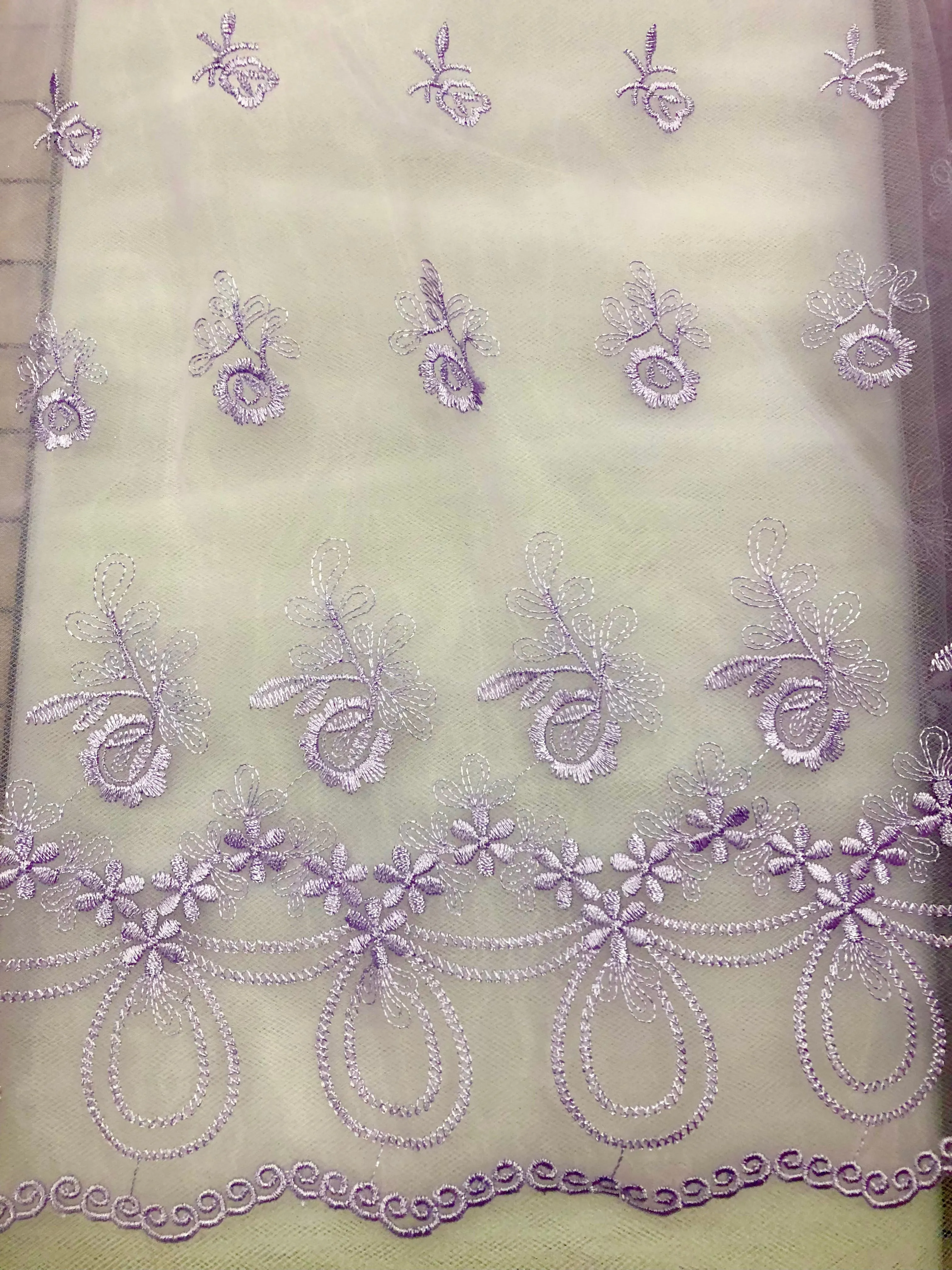 Fancy Organza - 52-inches Wide Lavender Embroidered