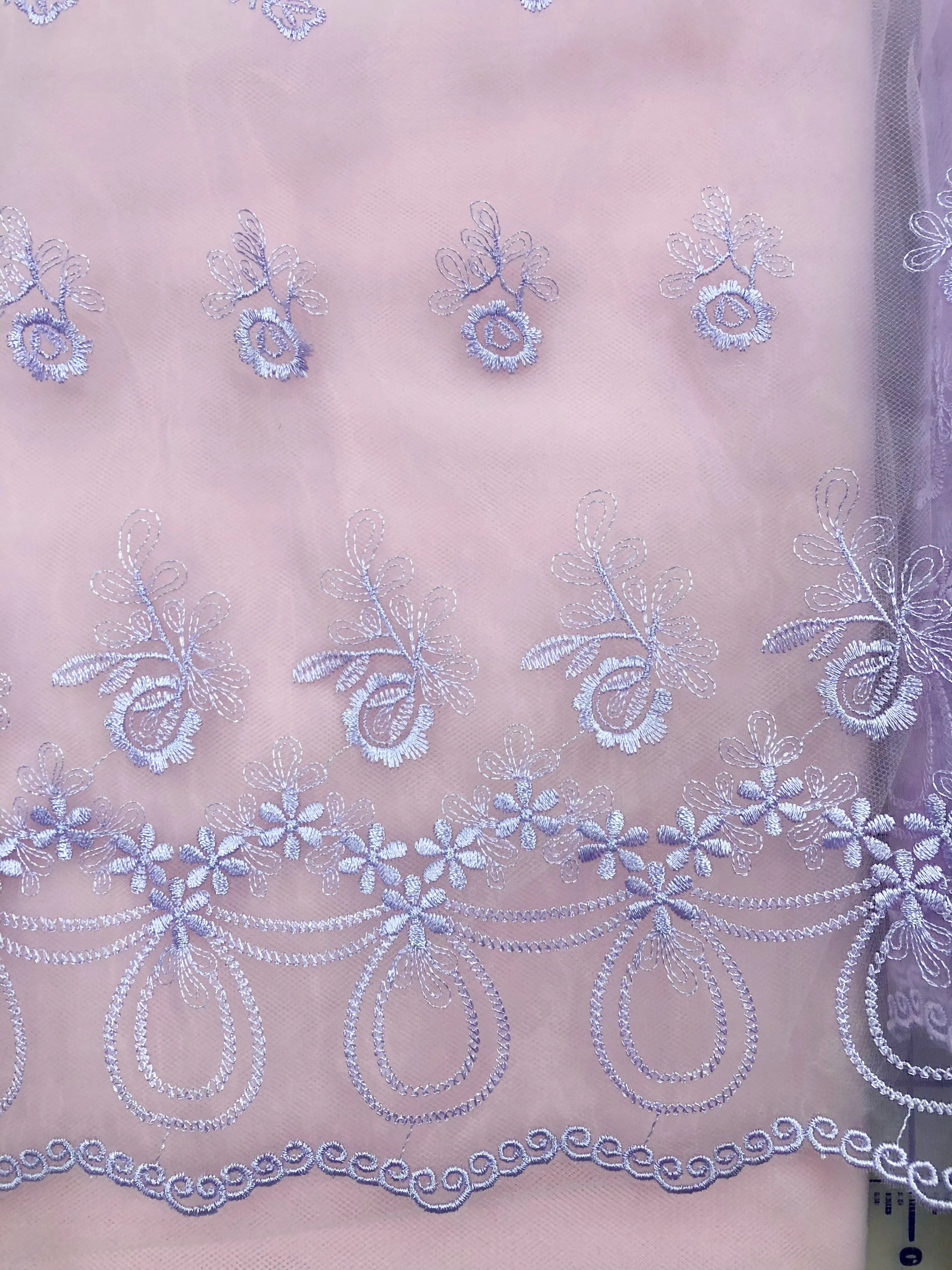 Fancy Organza - 52-inches Wide Lavender Embroidered