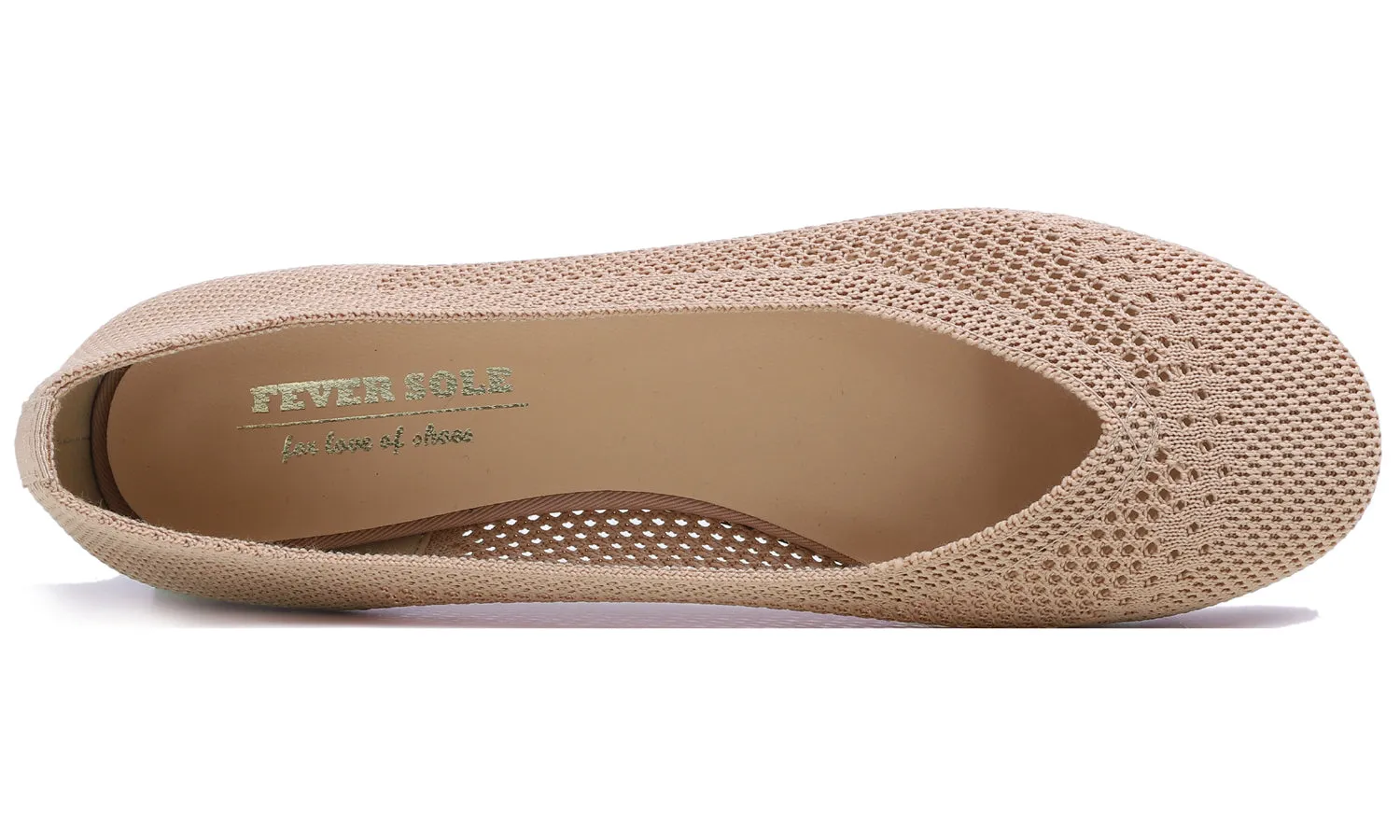 Feversole Women's Woven Fashion Breathable Knit Flat Shoes Nude Color Ballet