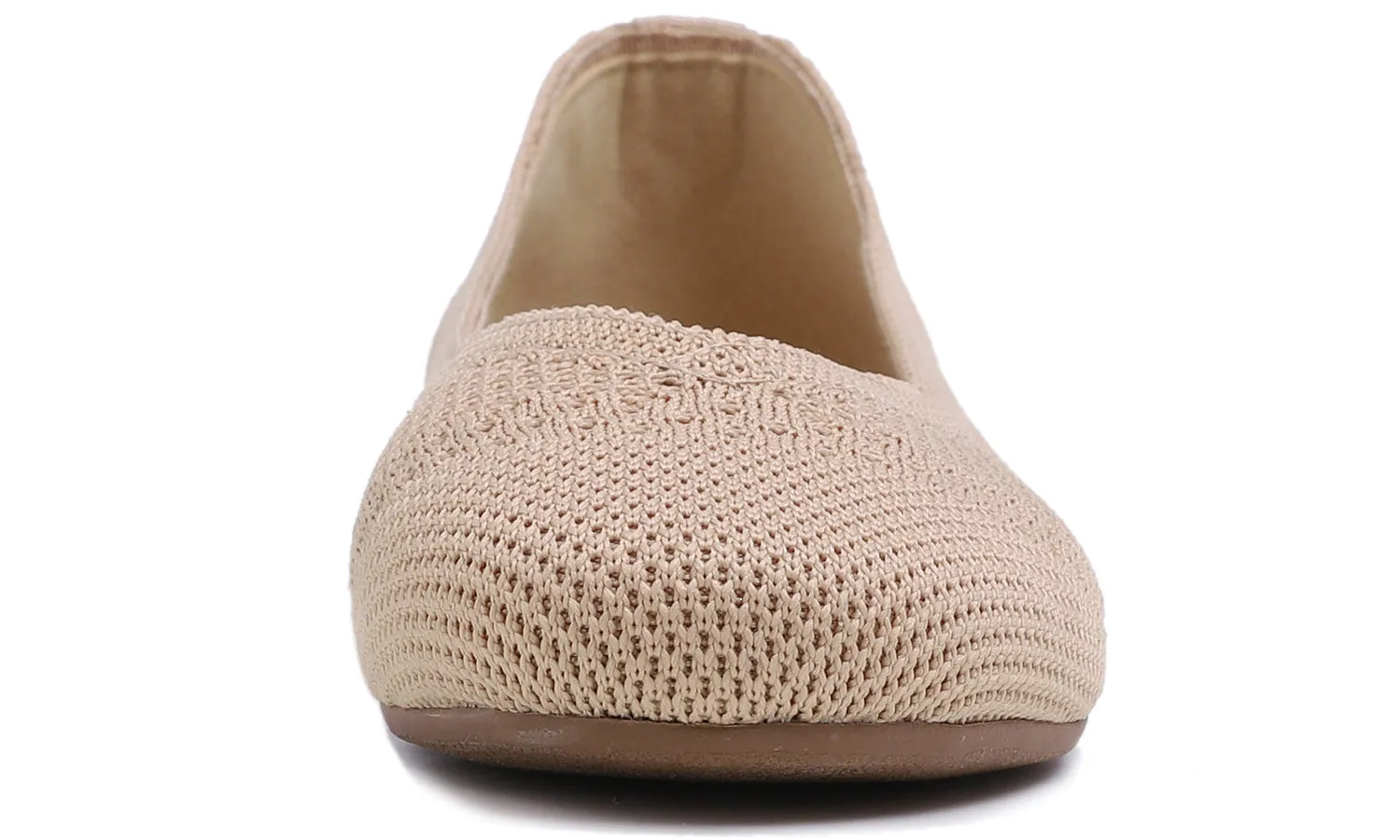 Feversole Women's Woven Fashion Breathable Knit Flat Shoes Nude Color Ballet