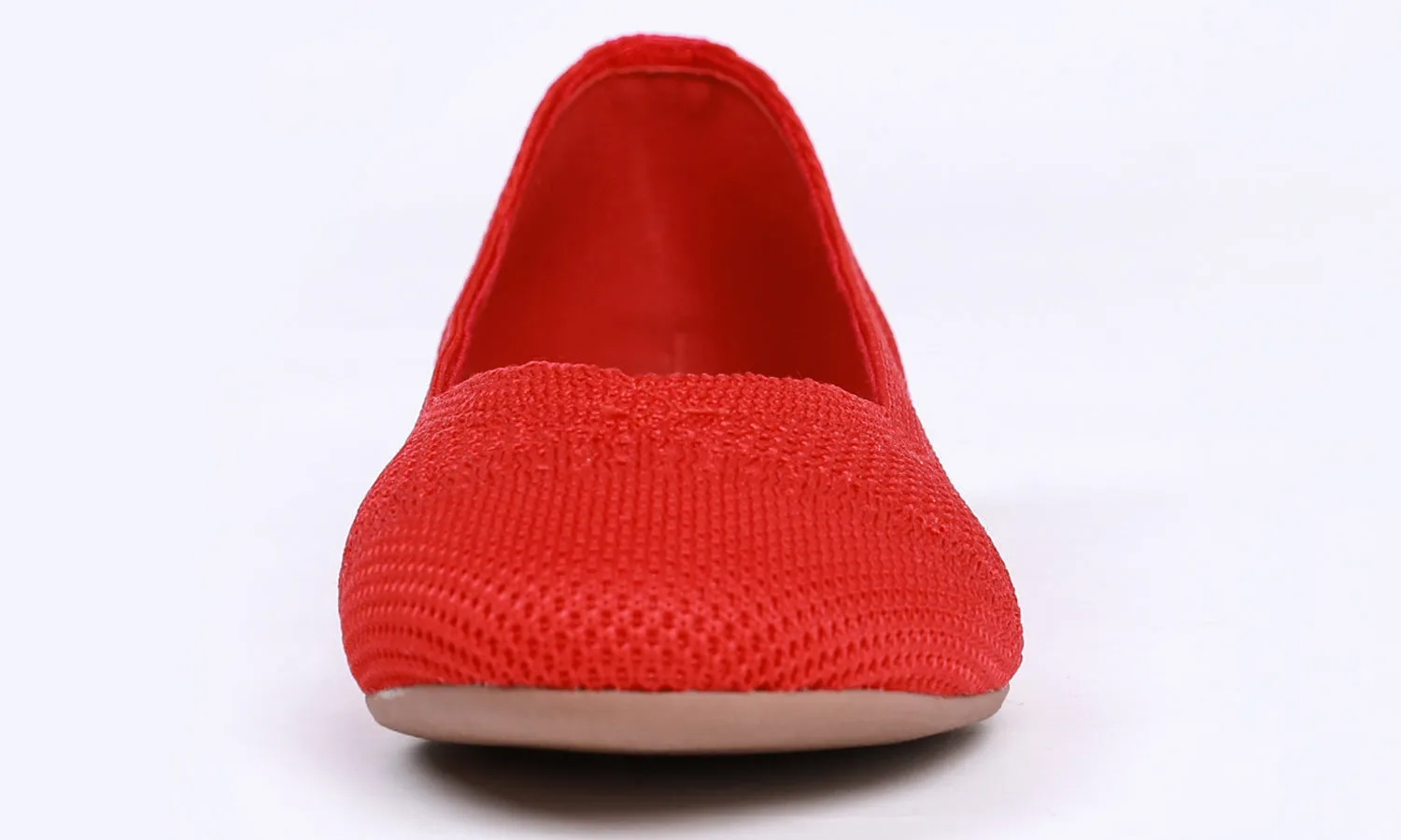 Feversole Women's Woven Fashion Breathable Knit Flat Shoes Red Ballet