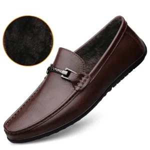 Genuine Leather Loafers Men Design Fashion Slip Soft Flat Handmade Boat Shoes