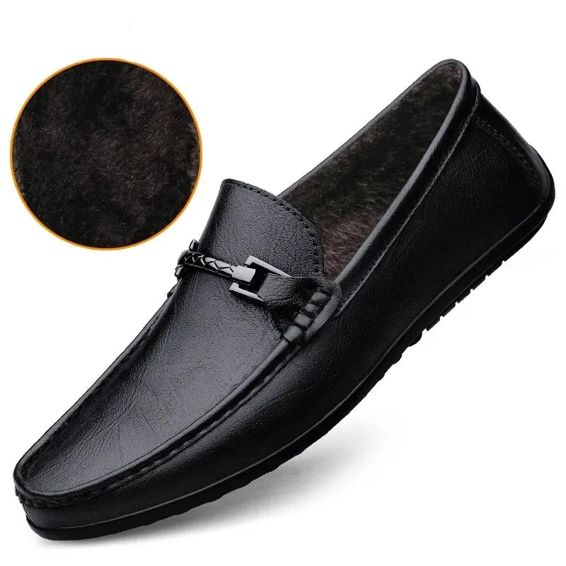 Genuine Leather Loafers Men Design Fashion Slip Soft Flat Handmade Boat Shoes