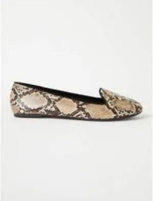 George Ladies Beige Snake Print Ballet Slipper Shoes