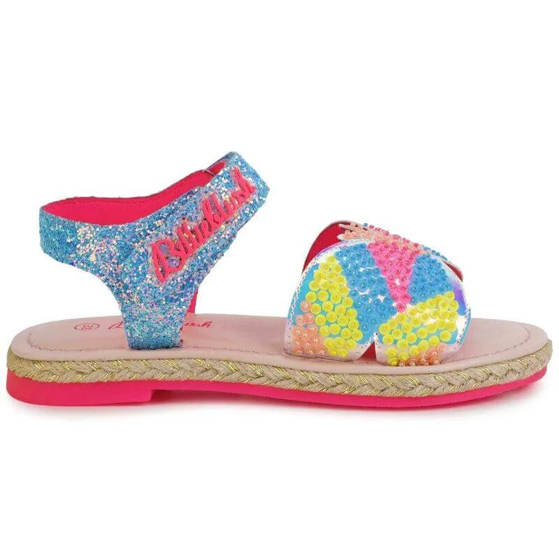 Girls Blue Sequin Butterfly Sandals