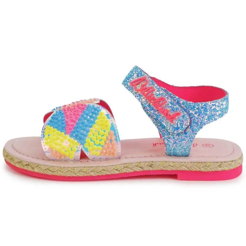 Girls Blue Sequin Butterfly Sandals