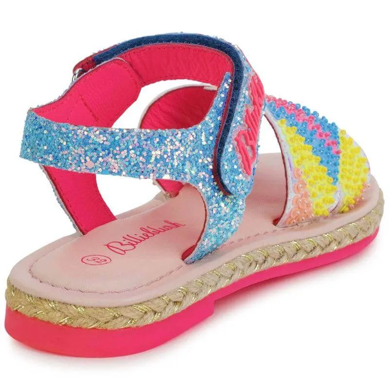 Girls Blue Sequin Butterfly Sandals