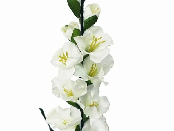 Gladiolus Stem Artificial Silk Flowers - White - 6 pcs