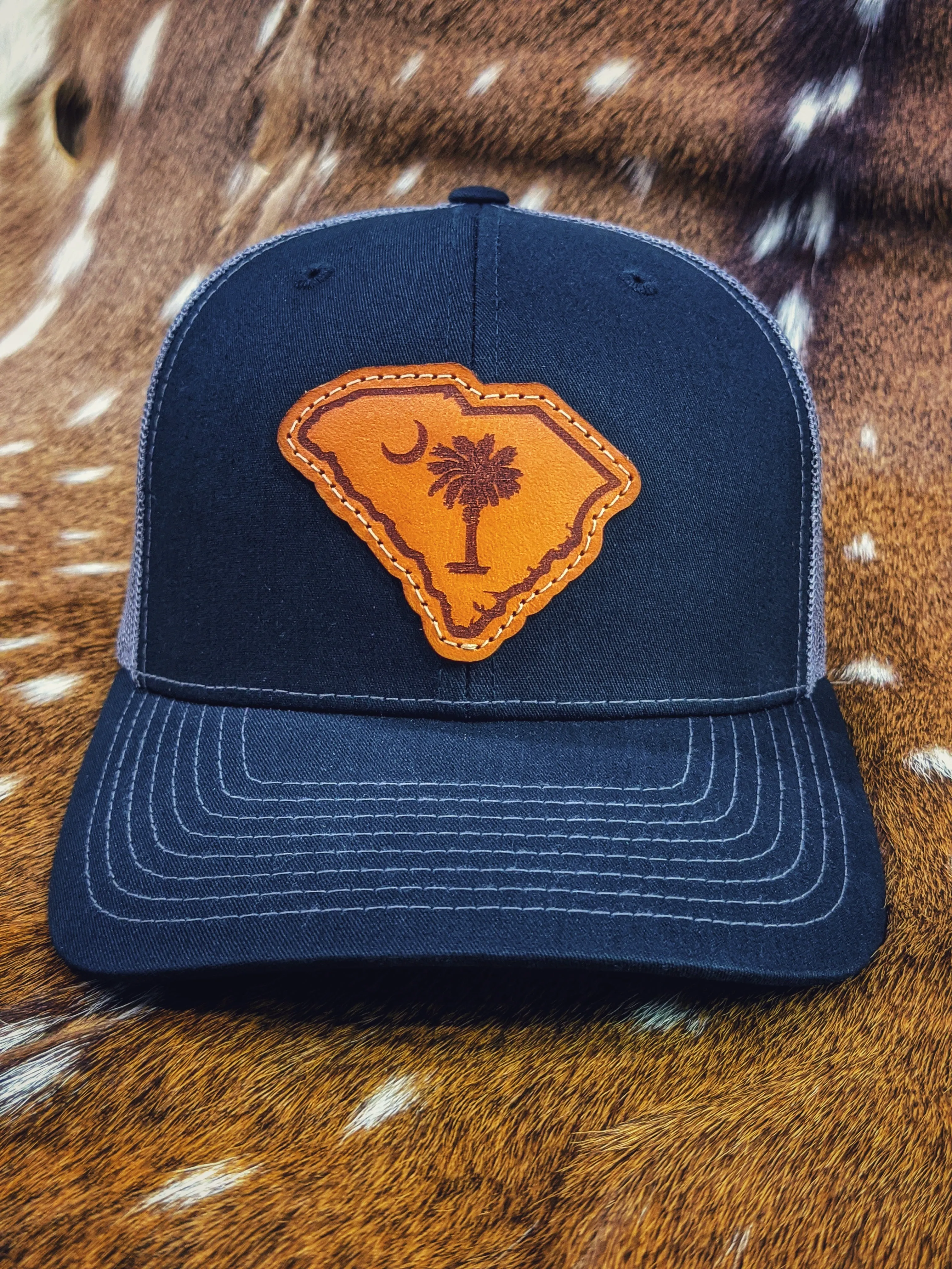 Handcrafted South Carolina Leather Patch Hat