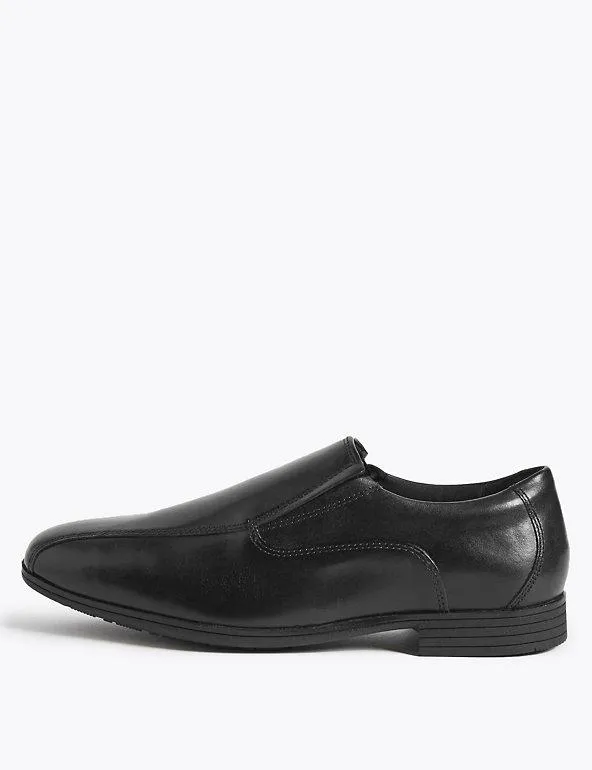 M&S Black Leather Slip-on Older Boys School Shoes