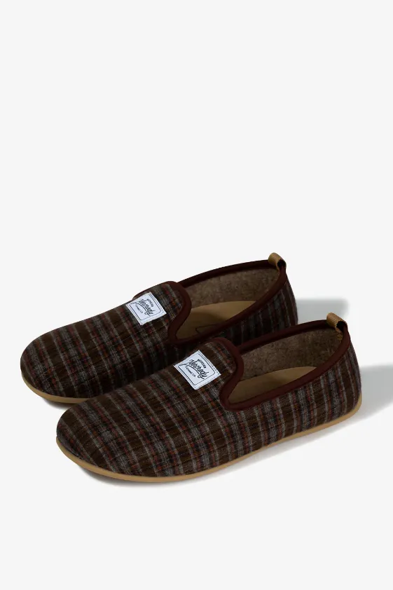 Mercredy Mens Marron Gran Checker Slippers