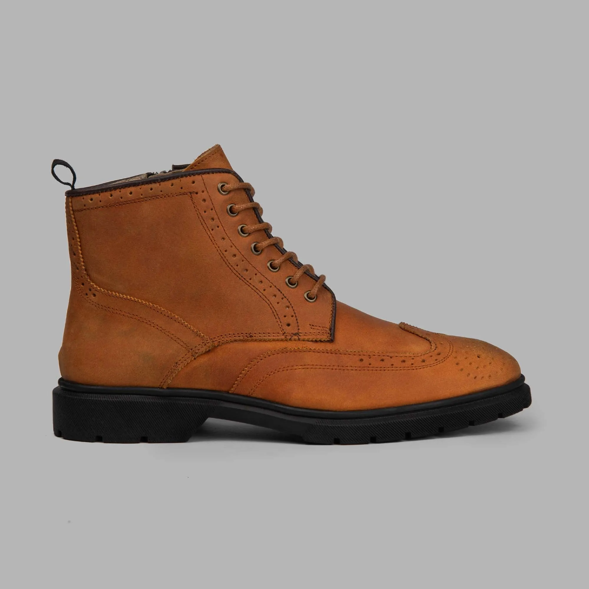 NAPPA BROGUE GENUINE LEATHER HALF BOOTS -