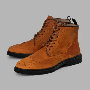 NAPPA BROGUE GENUINE LEATHER HALF BOOTS -