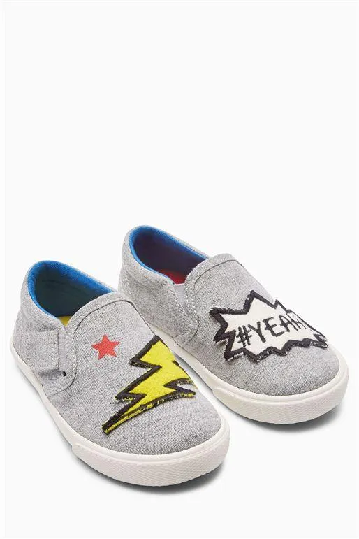 Next Grey Badge Slip-On Boys Shoes