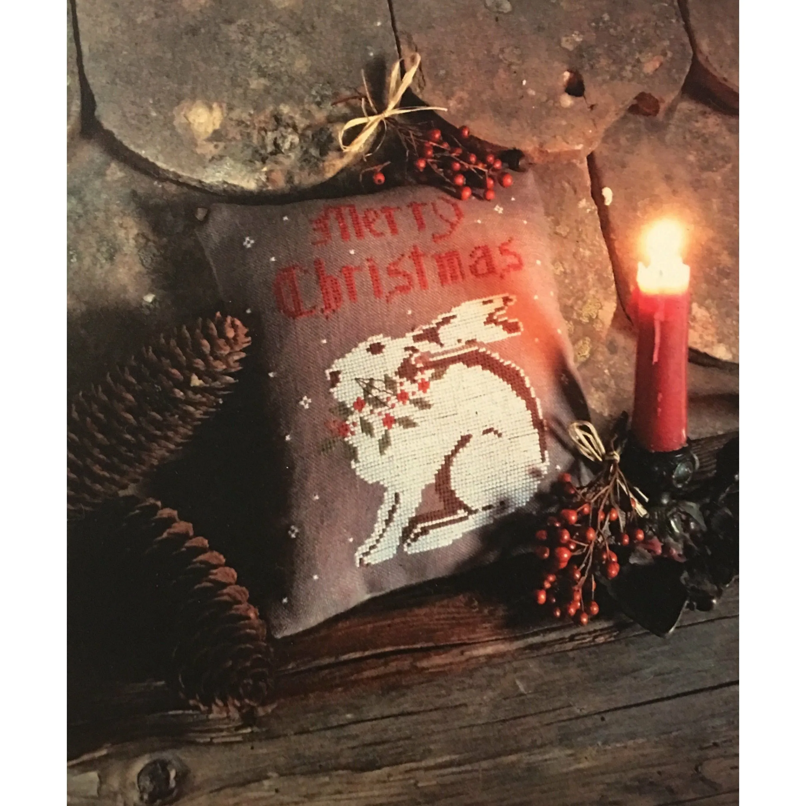 Primitive Hare ~ Merry Christmas Cross Stitch Pattern