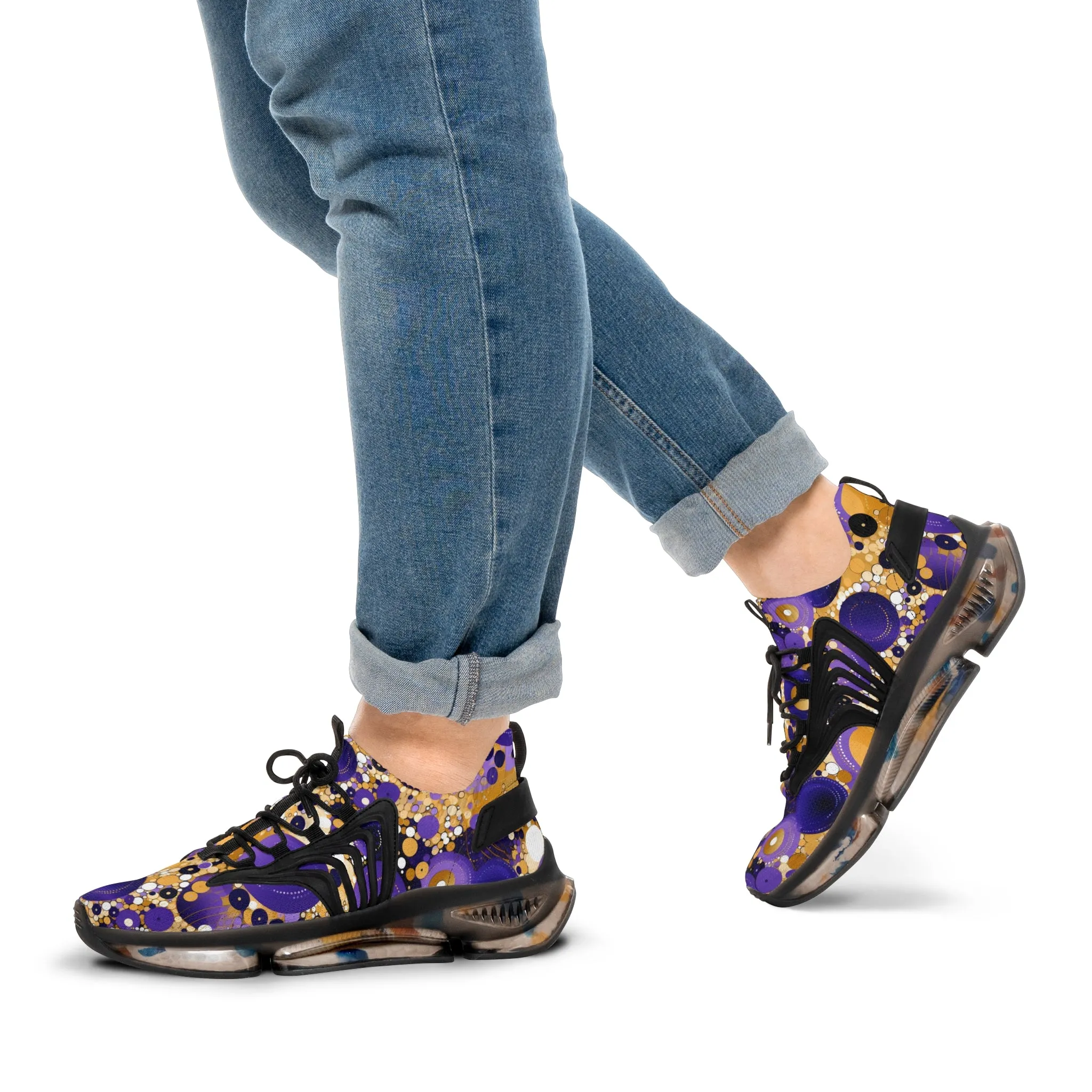 Purple n Gold Men's Mesh Sneakers