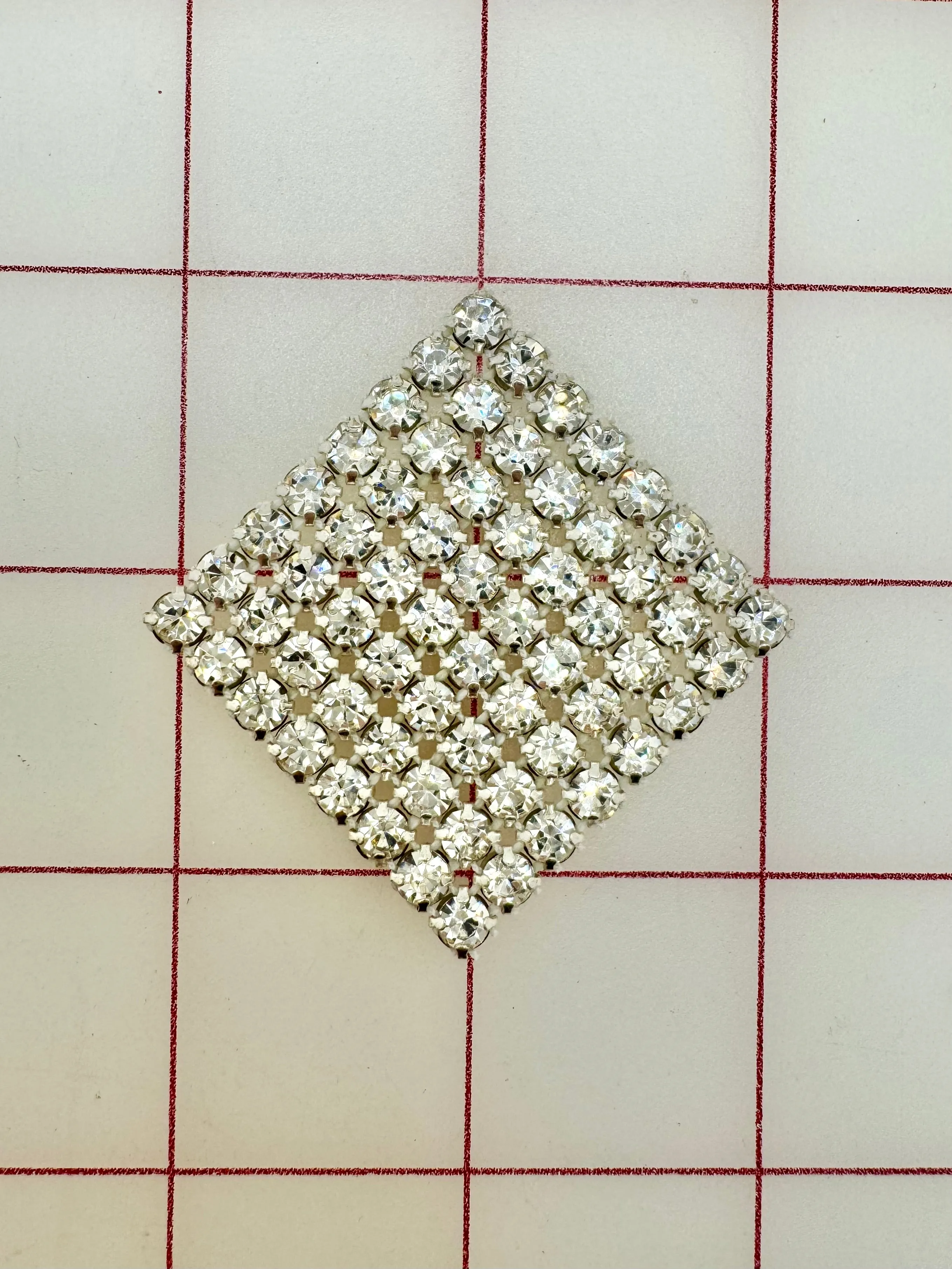 Rhinestone Trim - 1.5-Inch Square Czech 8-Row Rhinestone Diamond-Shape Crystal Trim