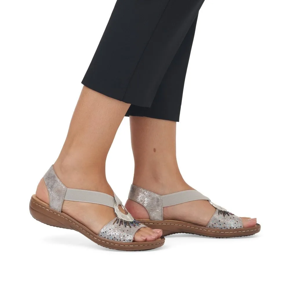 Rieker Sandals 60880 Ladies Shoes Metallic