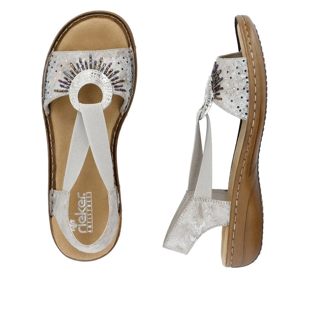 Rieker Sandals 60880 Ladies Shoes Metallic