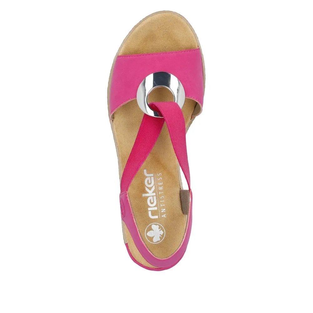 Rieker Sandals 624H6 Ladies Shoes Pink