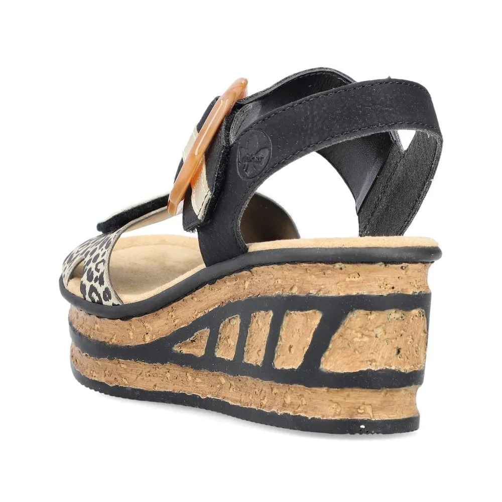 Rieker Sandals 68176 Ladies Shoes Black