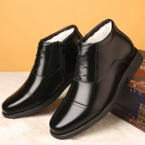 Winter Real Leather With Fleece Lining Men's Cotton Shoes