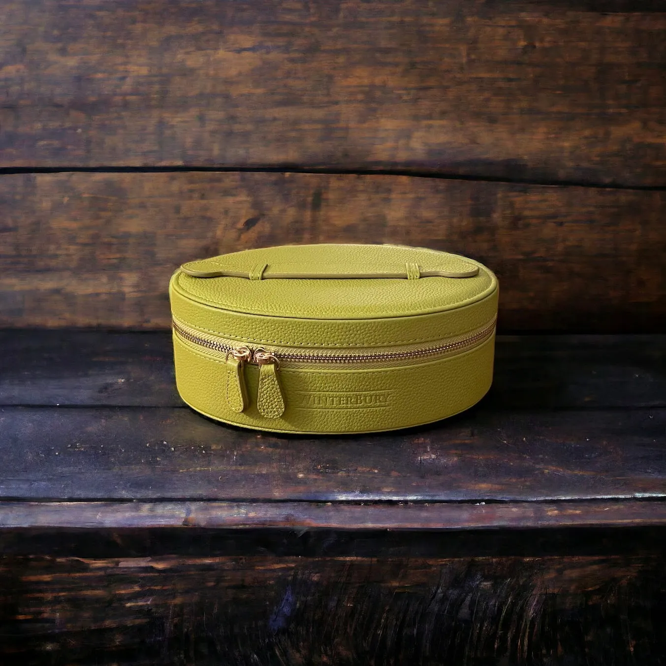 Winterbury Citron Leather Needlework Travel Case - Spring Line