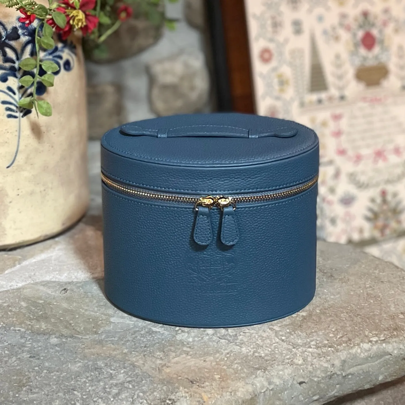 Winterbury Small Indigo Leather Needlework Case