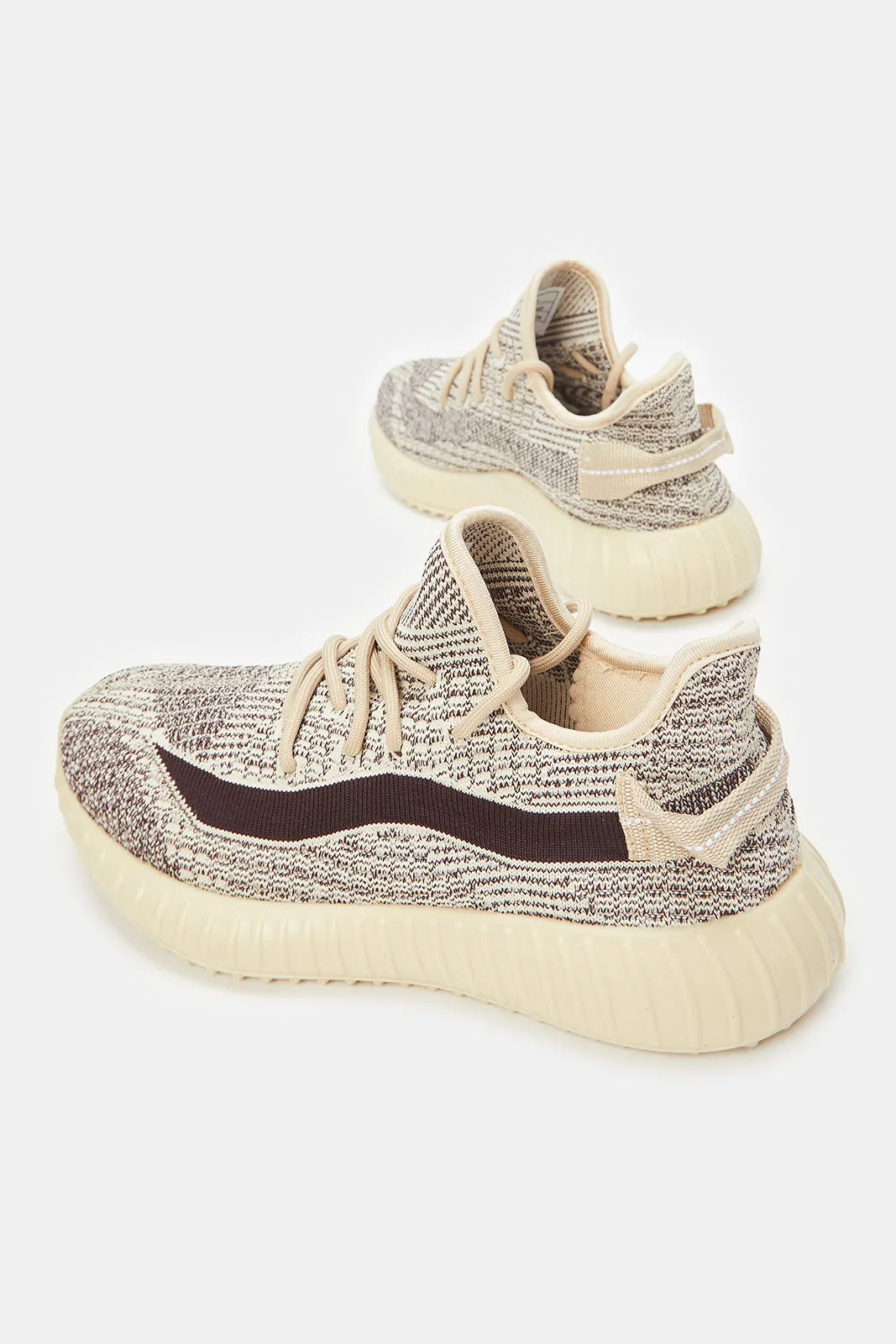 Women Beige Fly knit Sneakers