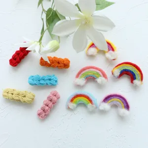 Wool Rainbow Hair Clip Set